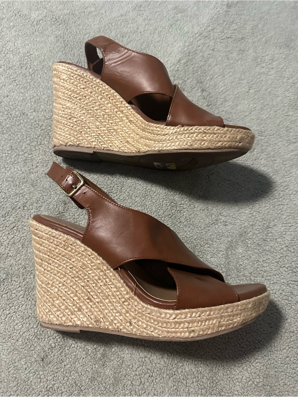 American Eagle brown Sandals slingback wedge heels shoes size 9  Buckle